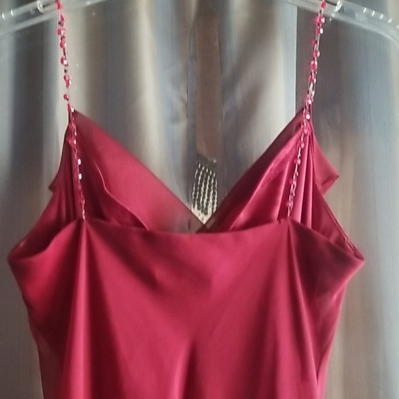 maroon beaded strap chiffon/sheer dress - Picture 4 of 4